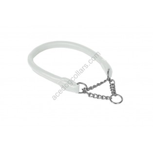 Ace Rolled super SOFT Half Check Leather Dog Collar:  (Pink, Black, White) ::: Stainless Steel Chain:::